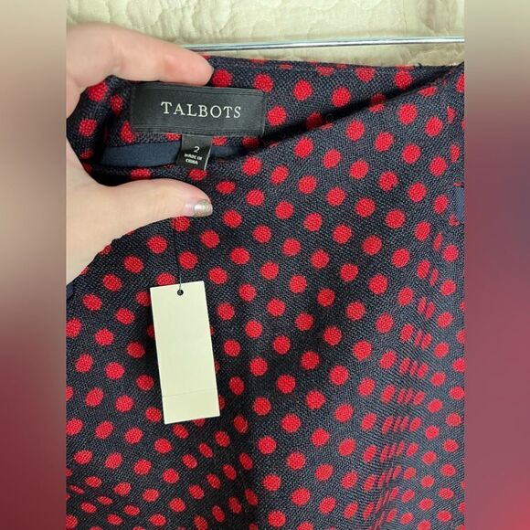 NWT Talbots Navy and Red Polka Dot Skirt - Picture 2 of 5